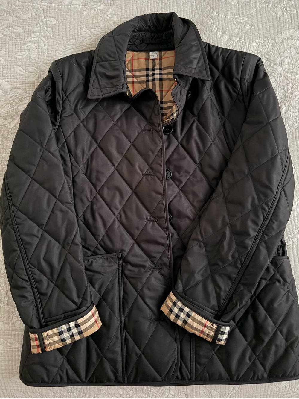 Burberry Black Quilted Jacket with Signature Check Trim